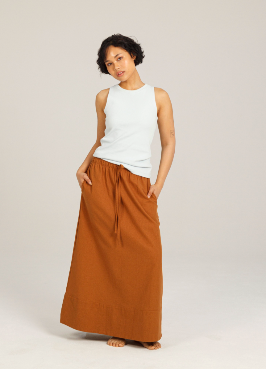 Linen Midi Skirt - Dorsu Ethical Clothing