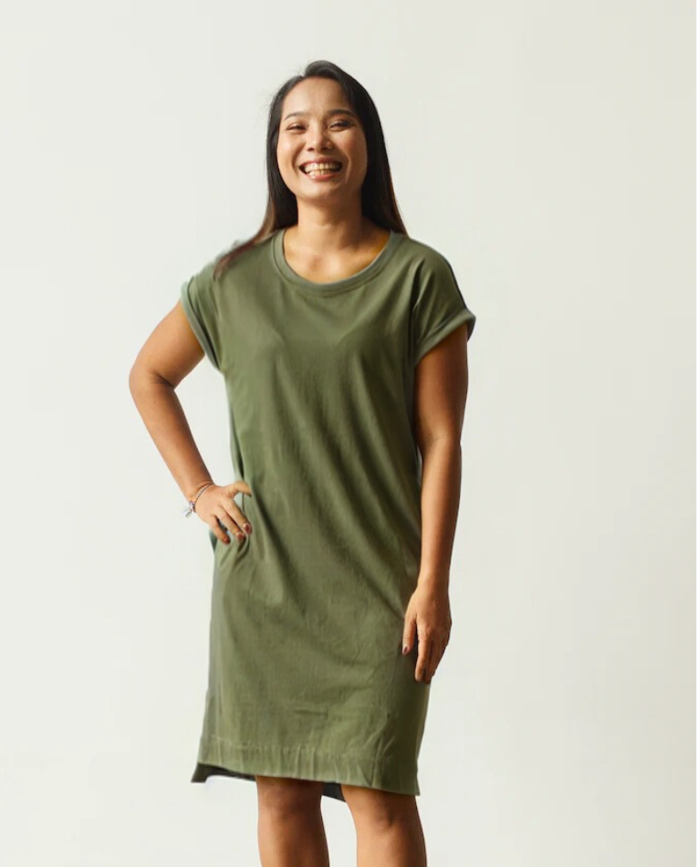 Rolled Sleeve Dress - Dorsu Ethical Clothing