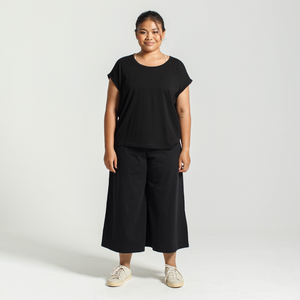 Rolled Sleeve Crew | Black - Dorsu Ethical Clothing