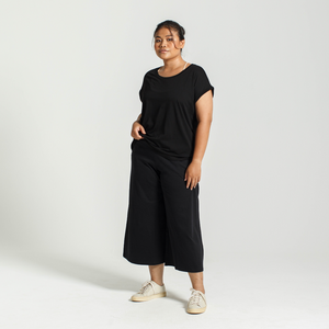 Rolled Sleeve Crew | Black - Dorsu Ethical Clothing