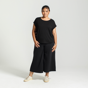 Rolled Sleeve Crew | Black - Dorsu Ethical Clothing